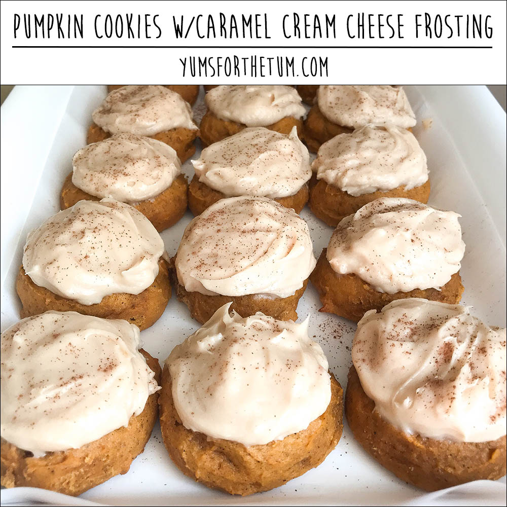 Pumpkin Cookies w/Caramel Cream Cheese Frosting